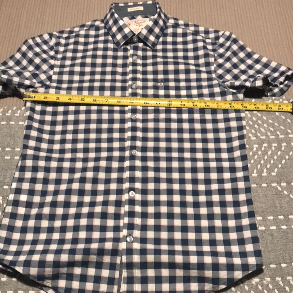 Original Penguin Blue and White Checkered Casual Button Down Shirt